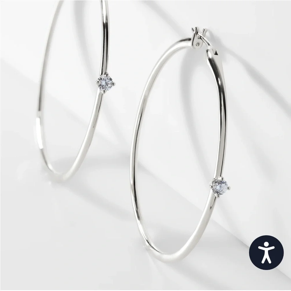 NADRI NEW Medium CZ Hoop Gold Color $55 MSRP - Picture 3 of 4